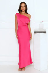 Late Night Luxe Off Shoulder Satin Maxi Dress
