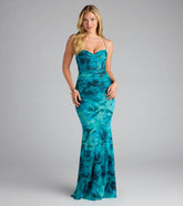 Jayleen Lace-Up Mermaid Floral Formal Dress