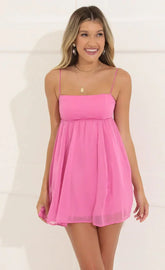 Chiffon Baby Doll Dress in Pink