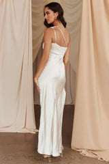Kamillia One-Shoulder Split Maxi Dress Champagne