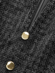 Metal Button Tweed Sleeveless Mini Dress