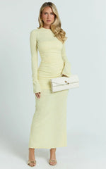 Kayrene Maxi Dress - Long Sleeve Bodycon Dress in Butter Yellow