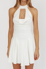 Charlene Cowl Halterneck Mini Dress White