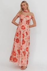 Kaycee Drop Waist Maxi Dress Floral Red