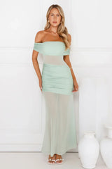 Dewdrop Dream Off Shoulder Mesh Maxi Dress