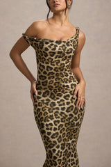 Lita | Leopard Print Twisted Asymmetric Maxi Dress