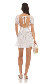 Floral Fit and Flare Dress in White