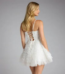 Hallie Rosette Lace-Up Skater Dress