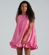 Maizie Taffeta Faux Pearl Button A-Line Dress