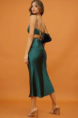 City Lights Cut-Out Waist Strappy Back Midi Dress Jade