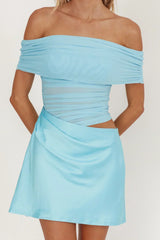 Lorely Off-Shoulder Mini Dress Blue