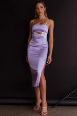 Laia Cut-Out Bodice Midi Dress Lilac