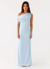 Heart Of Glass Satin Maxi Dress - Blue