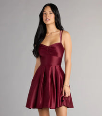 Isabelle Satin Lace-Up Dress With Pockets