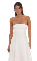 Sheen Empire Waist Midi Dress in Ivory