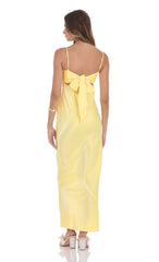 Satin Back Tie Maxi Dress in Yellow