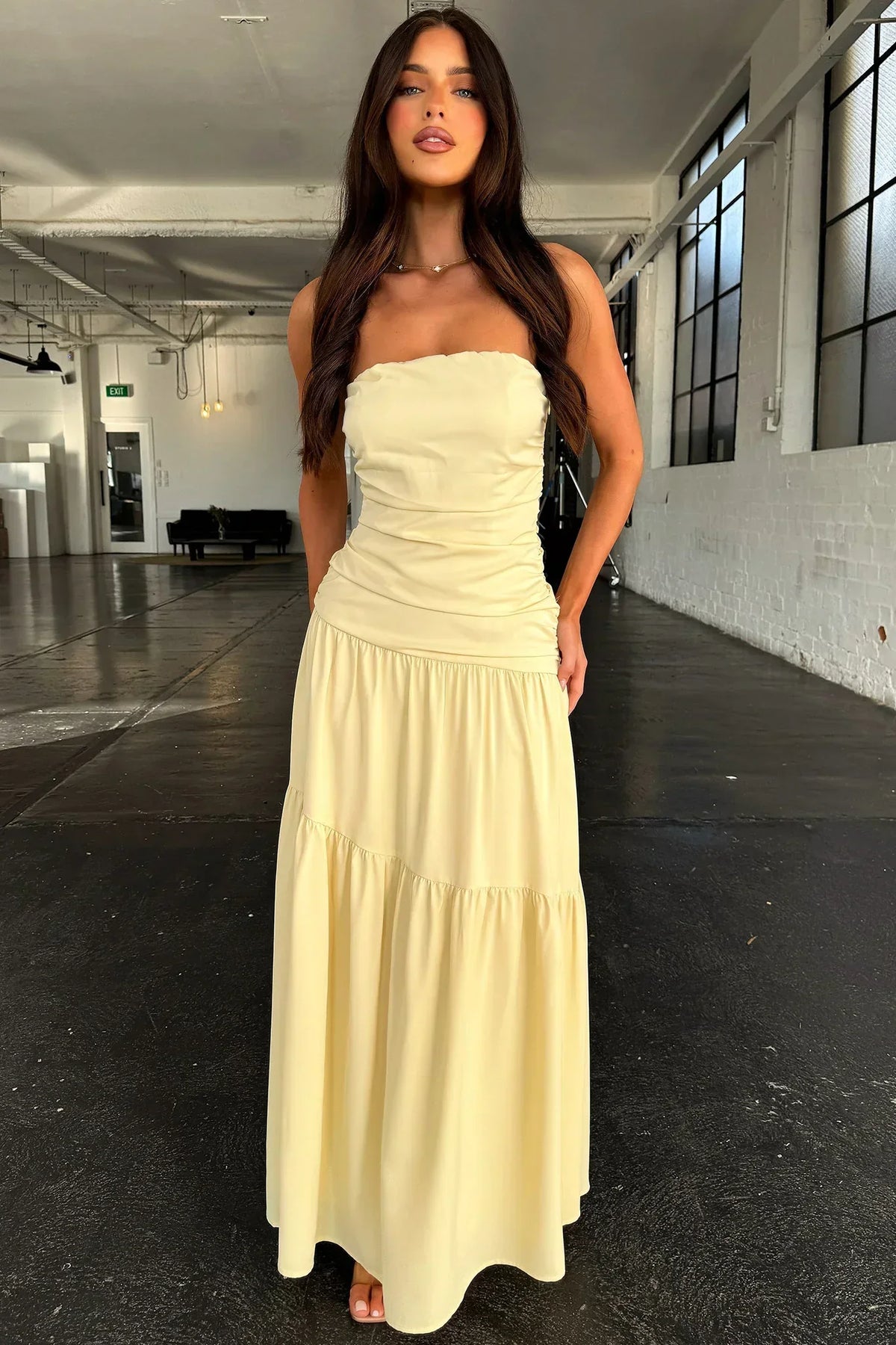Charlotte Strapless Maxi Dress - Yellow
