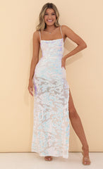 Sequin Maxi Dress in White Iridescent