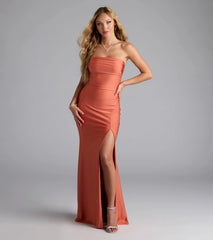 Cheryl Strapless Slit Mermaid Formal Dress