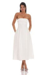Sheen Empire Waist Midi Dress in Ivory