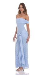 Lace Tassel Wrap Maxi Dress in Sky Blue