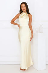 Draped In Diamonds Satin Halter Maxi Dress
