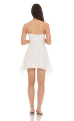 Strapless Asymmetrical Dress in White