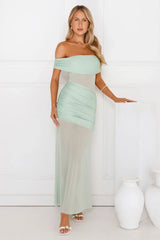 Dewdrop Dream Off Shoulder Mesh Maxi Dress