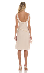 Chiffon Ruffle Dress in Beige