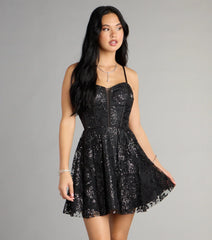 Korrie Glitter Mesh Dress With Pockets