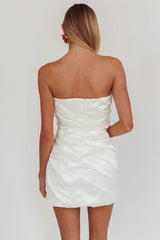 Boulevard Bliss Gathered Mini Dress Off White